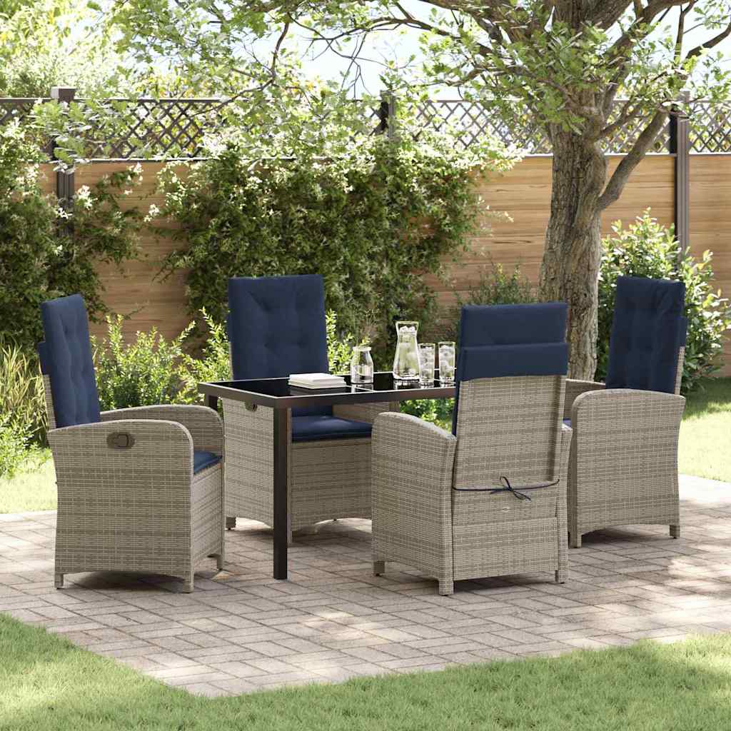 vidaXL Salon de jardin avec coussins 5 pcs Gris résine tressée