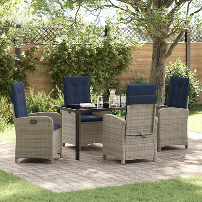 vidaXL Salon de jardin avec coussins 5 pcs Gris résine tressée