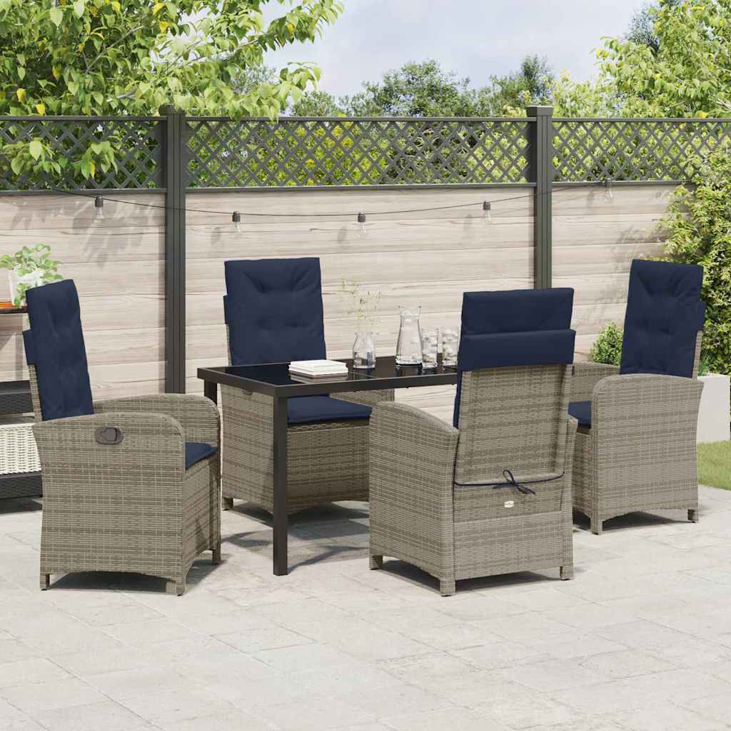 vidaXL Salon de jardin avec coussins 5 pcs Gris résine tressée