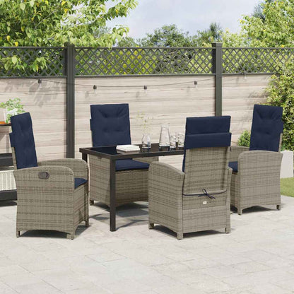 vidaXL Salon de jardin avec coussins 5 pcs Gris résine tressée