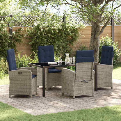 vidaXL Salon de jardin avec coussins 5 pcs Gris résine tressée