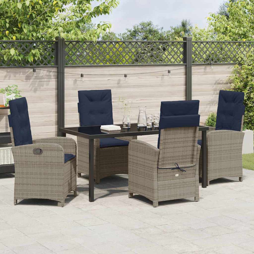 vidaXL Salon de jardin avec coussins 5 pcs Gris résine tressée