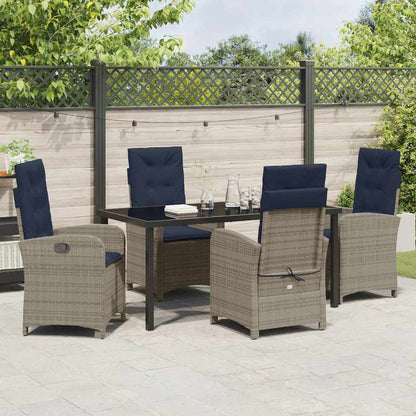 vidaXL Salon de jardin avec coussins 5 pcs Gris résine tressée