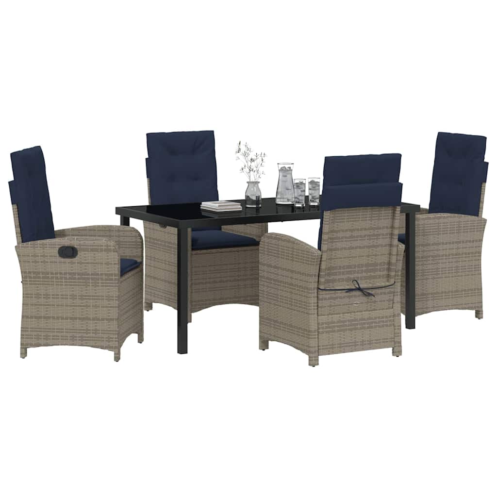 vidaXL Salon de jardin avec coussins 5 pcs Gris résine tressée