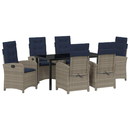 vidaXL Salon de jardin à dîner avec coussins 7 pcs Gris résine tressée