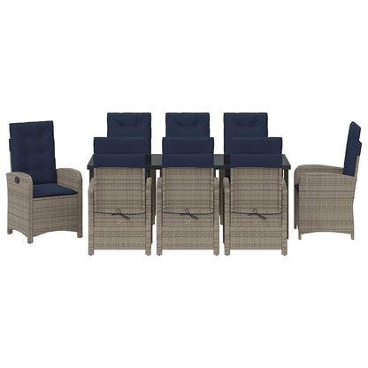 vidaXL Garten Essgruppe mit Kissen 9 pcs Grau Poly-Rattan