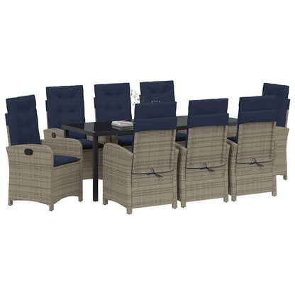 vidaXL Garten Essgruppe mit Kissen 9 pcs Grau Poly-Rattan