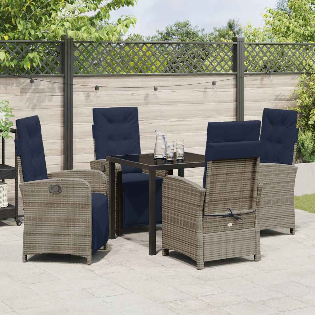 vidaXL Salon de jardin avec coussins 5 pcs Gris résine tressée
