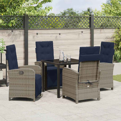 vidaXL Salon de jardin avec coussins 5 pcs Gris résine tressée