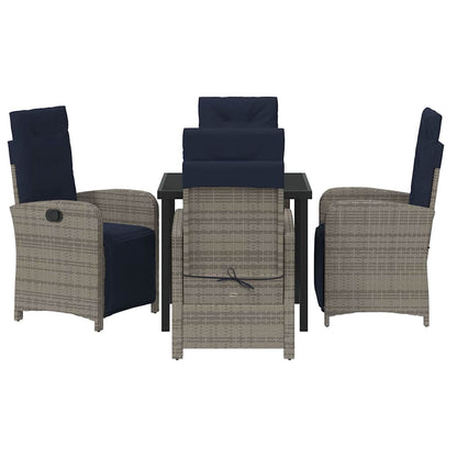 vidaXL Salon de jardin avec coussins 5 pcs Gris résine tressée