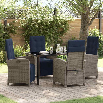 vidaXL Salon de jardin avec coussins 5 pcs Gris résine tressée