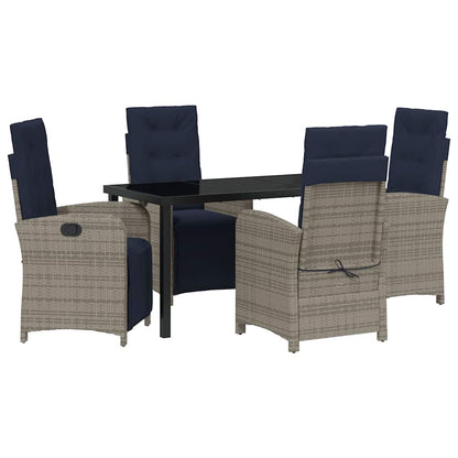 vidaXL Salon de jardin avec coussins 5 pcs Gris résine tressée