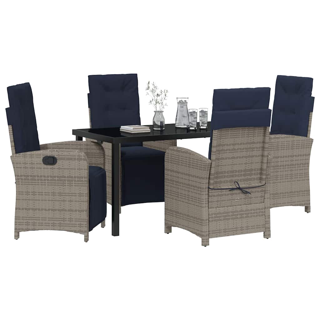 vidaXL Salon de jardin avec coussins 5 pcs Gris résine tressée