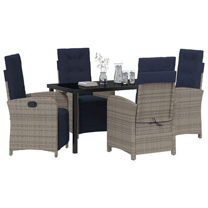 vidaXL Salon de jardin avec coussins 5 pcs Gris résine tressée