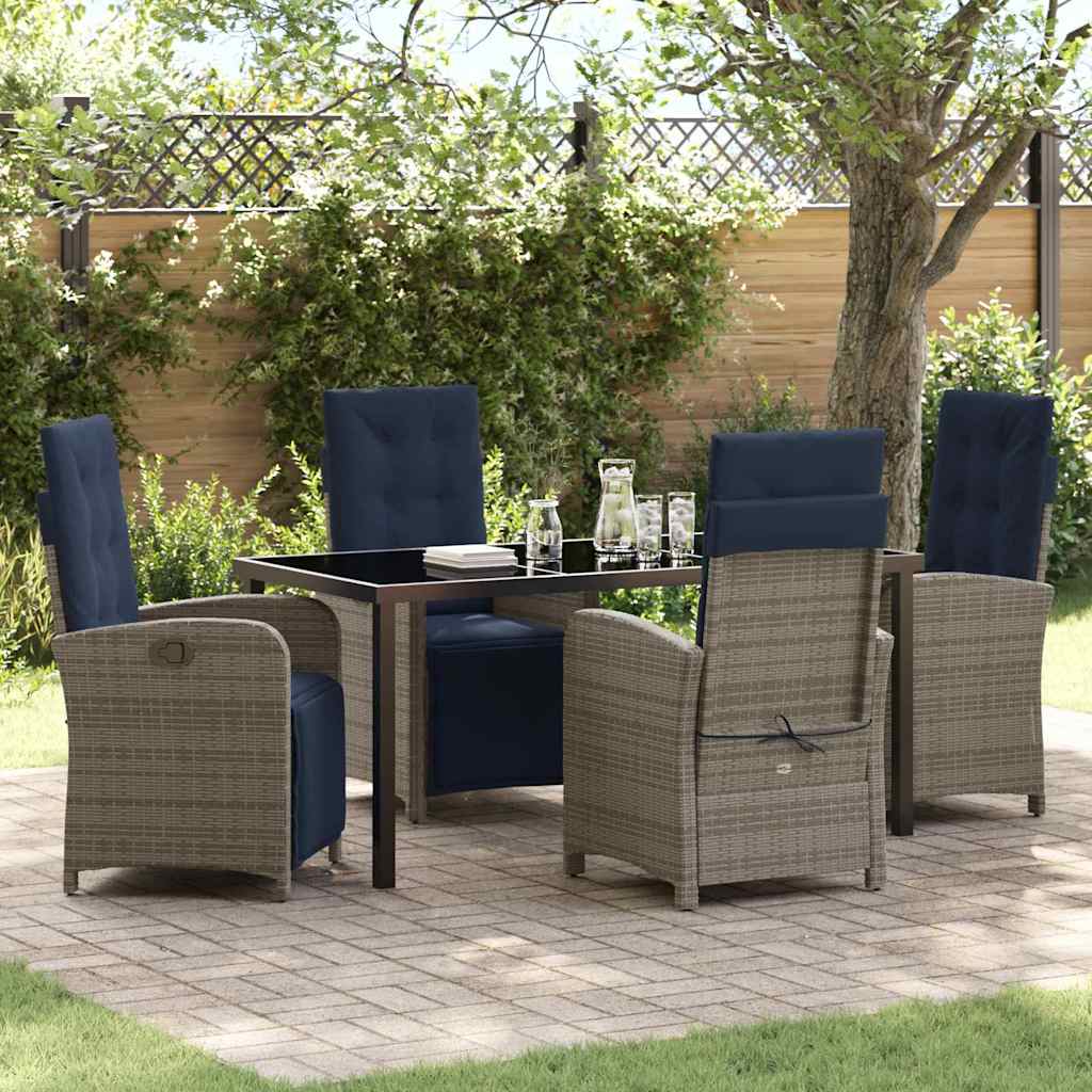vidaXL Salon de jardin avec coussins 5 pcs Gris résine tressée