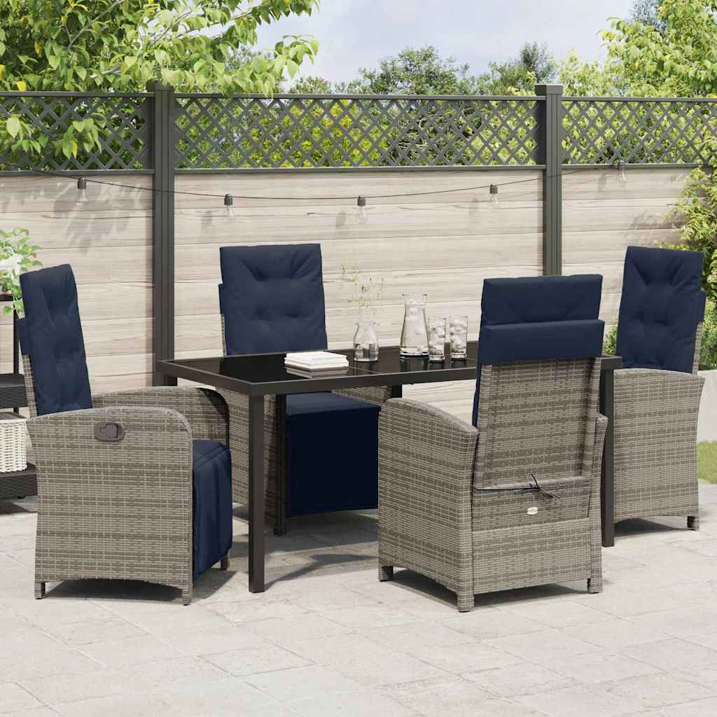 vidaXL Salon de jardin avec coussins 5 pcs Gris résine tressée