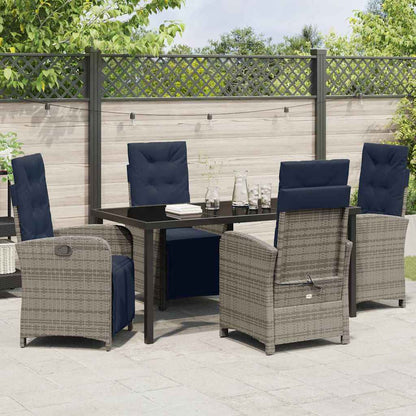 vidaXL Salon de jardin avec coussins 5 pcs Gris résine tressée
