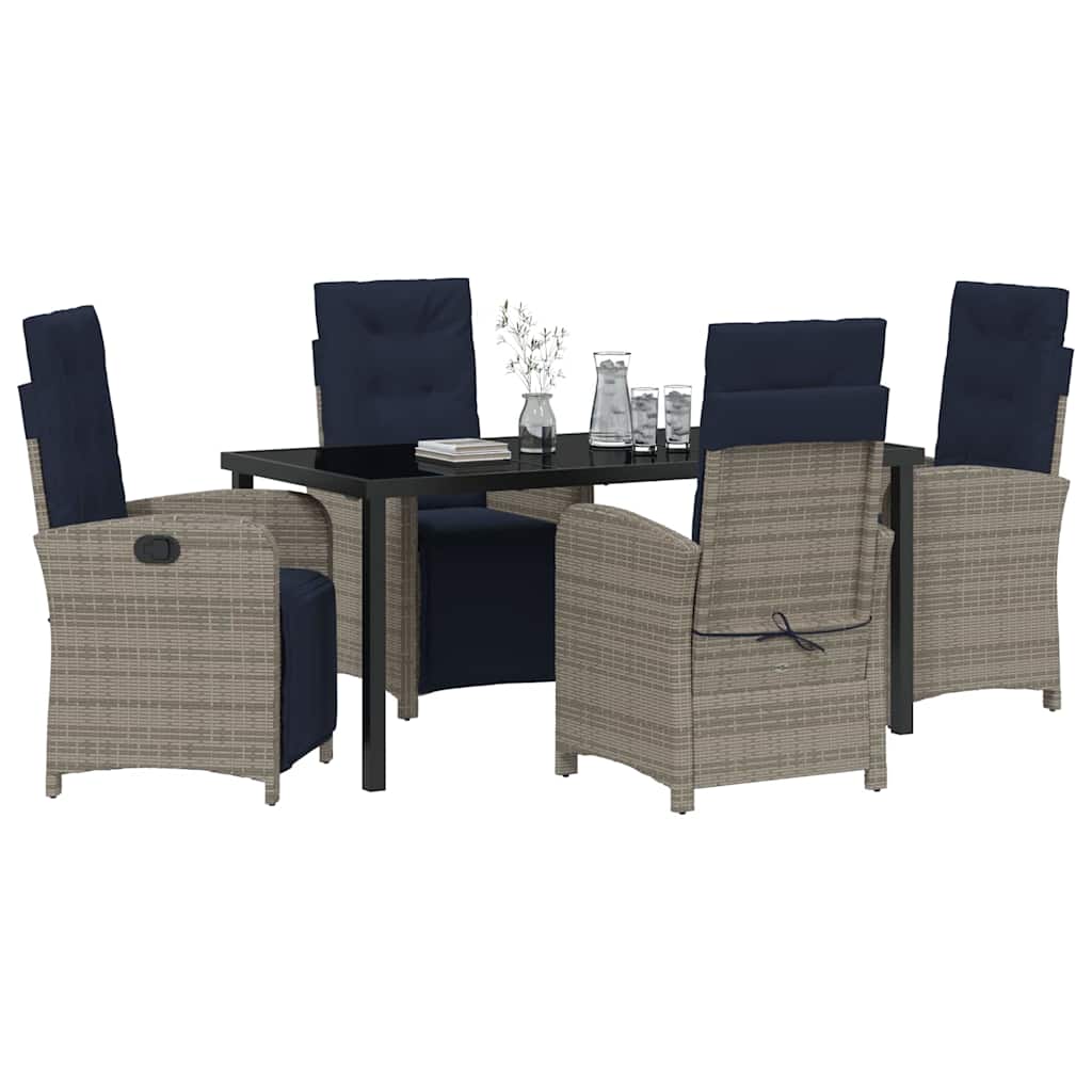vidaXL Salon de jardin avec coussins 5 pcs Gris résine tressée