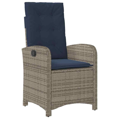 vidaXL Salon de jardin à dîner avec coussins 7 pcs Gris résine tressée