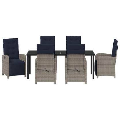 vidaXL Salon de jardin à dîner avec coussins 7 pcs Gris résine tressée