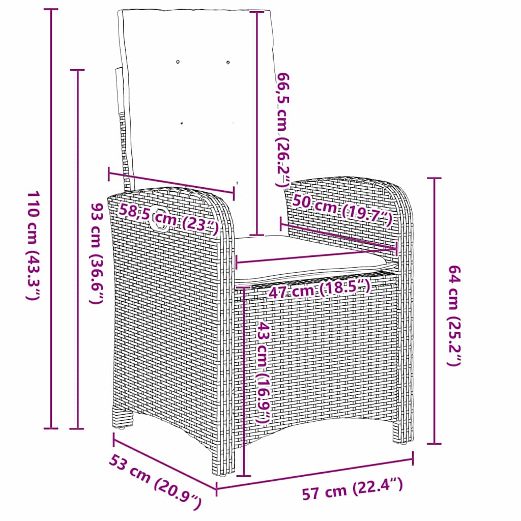 vidaXL Salon de jardin à dîner avec coussins 7 pcs Gris résine tressée