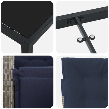 vidaXL Ensemble repas de jardin avec coussins 9 pcs Résine tressée gris