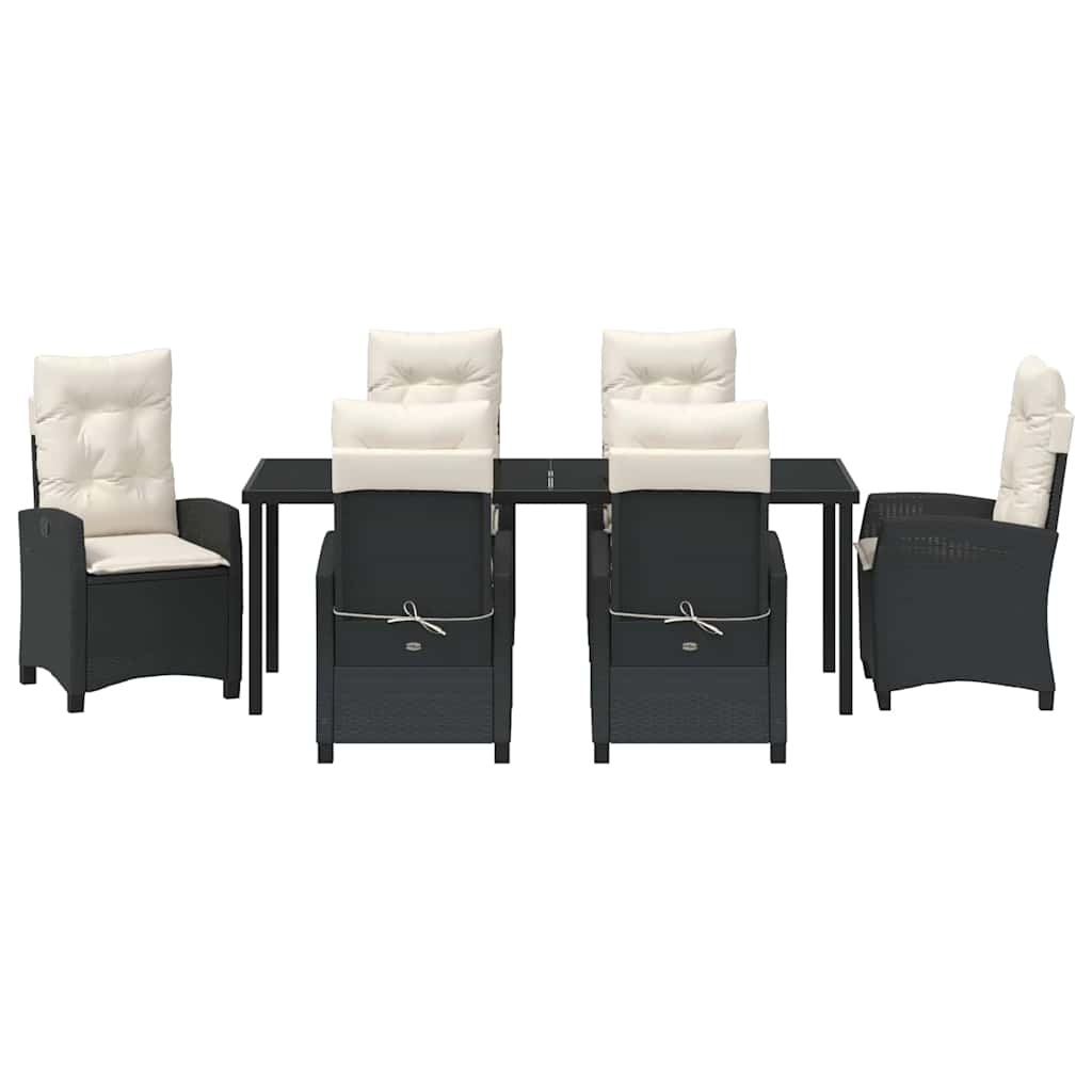 Garten Essgruppe mit Kissen 7 pcs Schwarz Poly-Rattan