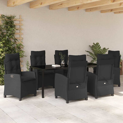 Garten Essgruppe mit Kissen 7 pcs Schwarz Poly-Rattan