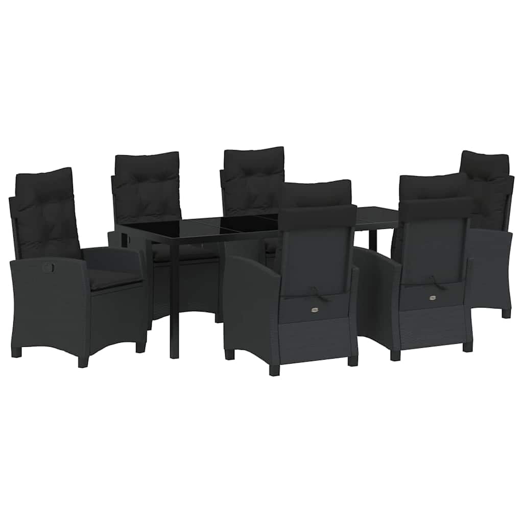 Garten Essgruppe mit Kissen 7 pcs Schwarz Poly-Rattan