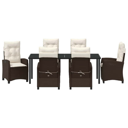 Garten Essgruppe mit Kissen 7 pcs Braun Poly-Rattan