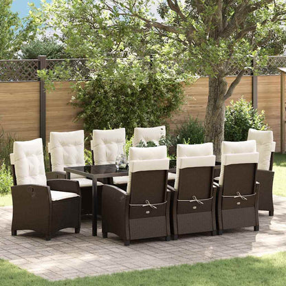 Garten Essgruppe mit Kissen 9 pcs Braun Poly-Rattan