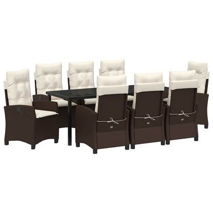 Garten Essgruppe mit Kissen 9 pcs Braun Poly-Rattan