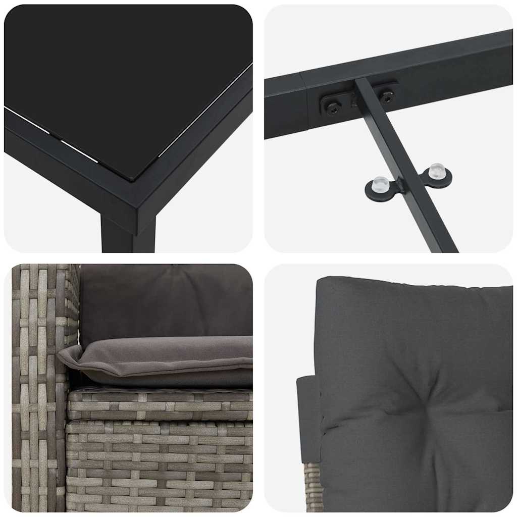 Garten Essgruppe mit Kissen 5 pcs Grau Poly-Rattan