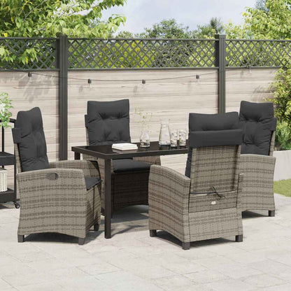 Garten Essgruppe mit Kissen 5 pcs Grau Poly-Rattan