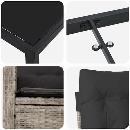 Garten Essgruppe mit Kissen 5 pcs Hellgrau Poly-Rattan