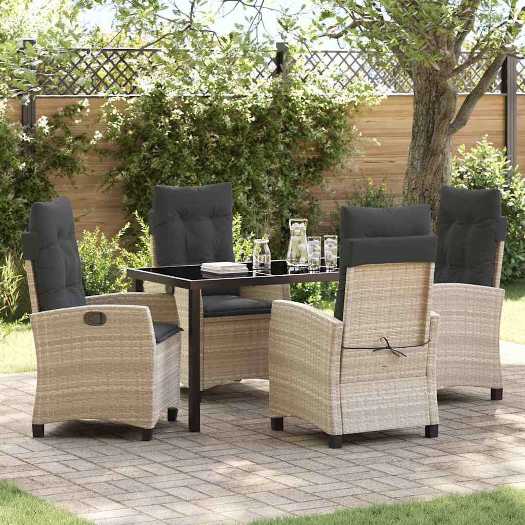 Garten Essgruppe mit Kissen 5 pcs Hellgrau Poly-Rattan