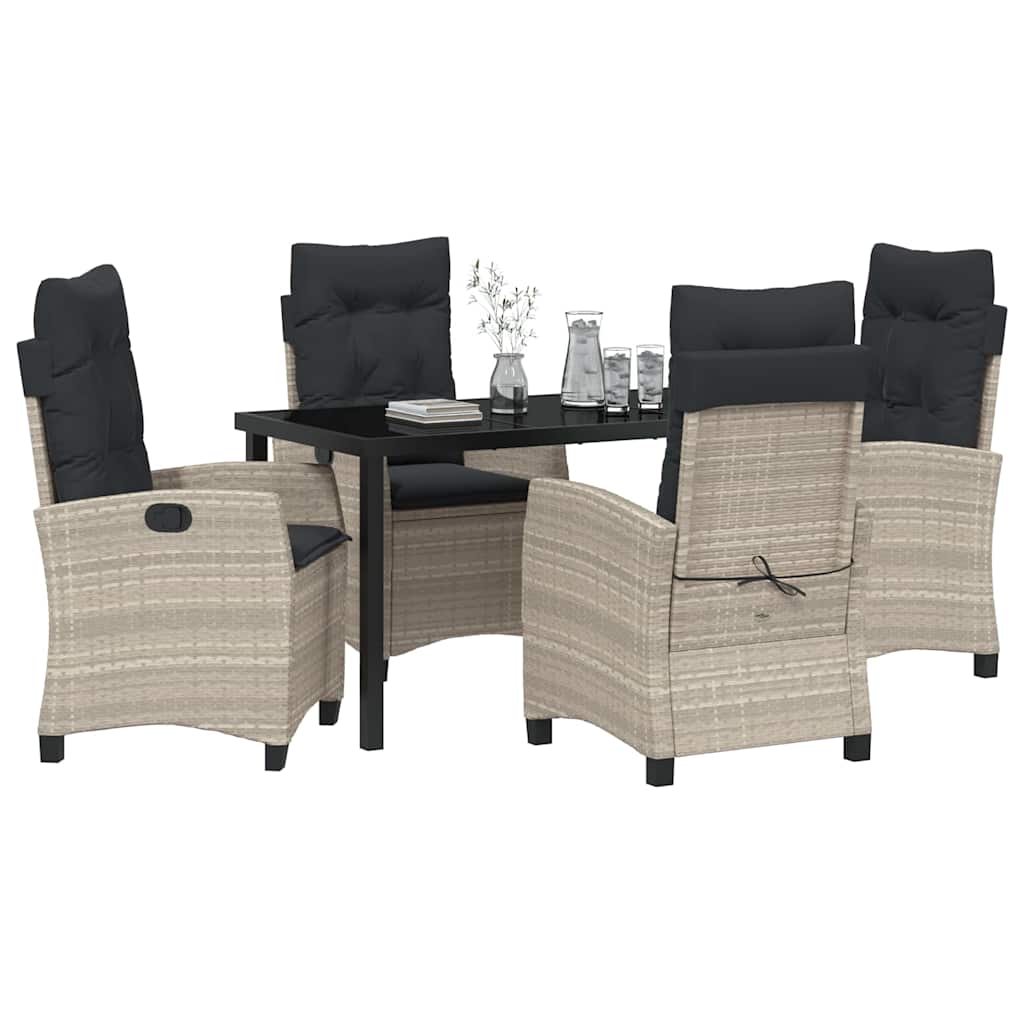 Garten Essgruppe mit Kissen 5 pcs Hellgrau Poly-Rattan