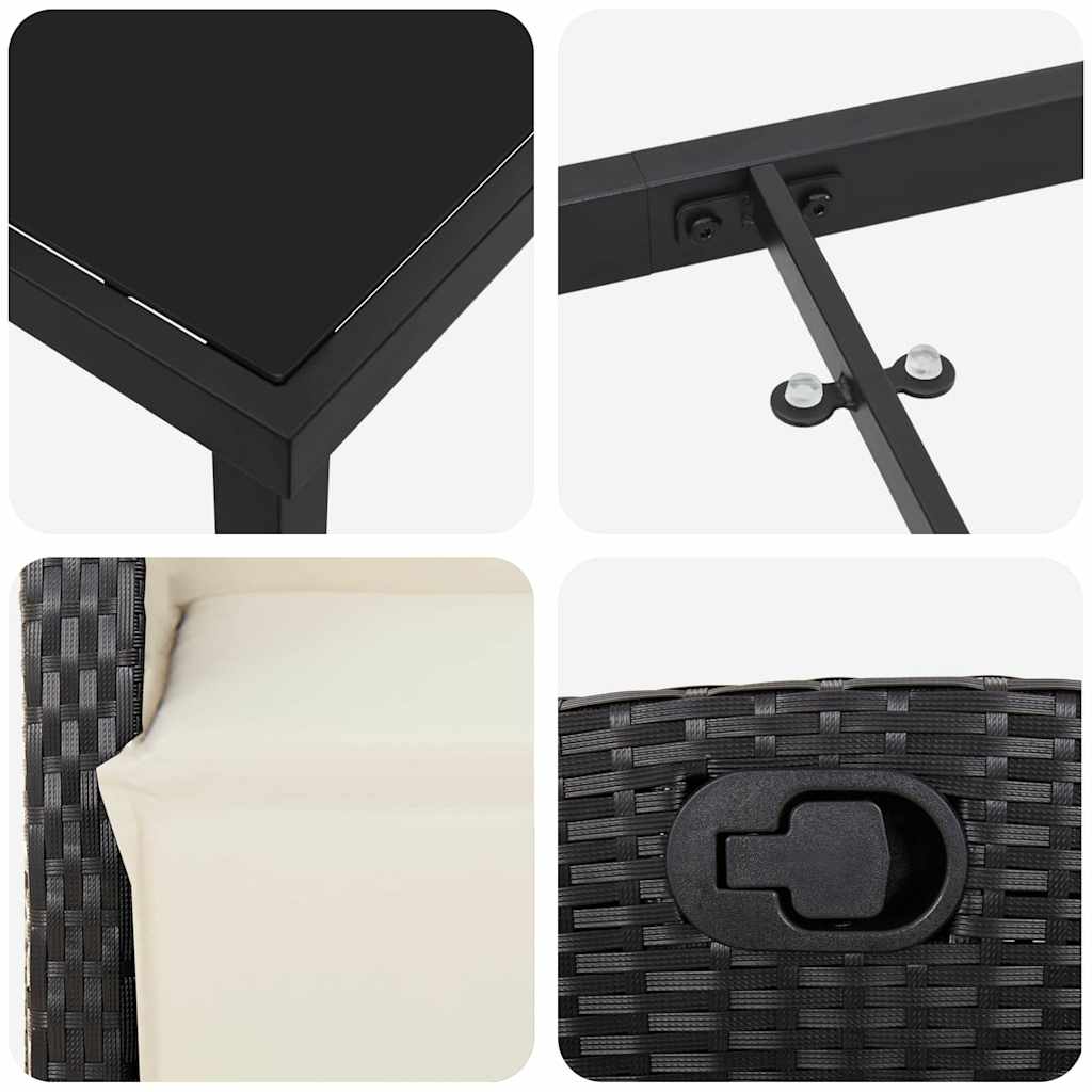 Garten Essgruppe mit Kissen 5 pcs Schwarz Poly-Rattan