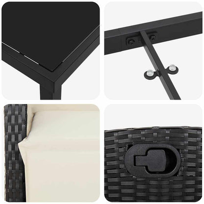 Garten Essgruppe mit Kissen 5 pcs Schwarz Poly-Rattan