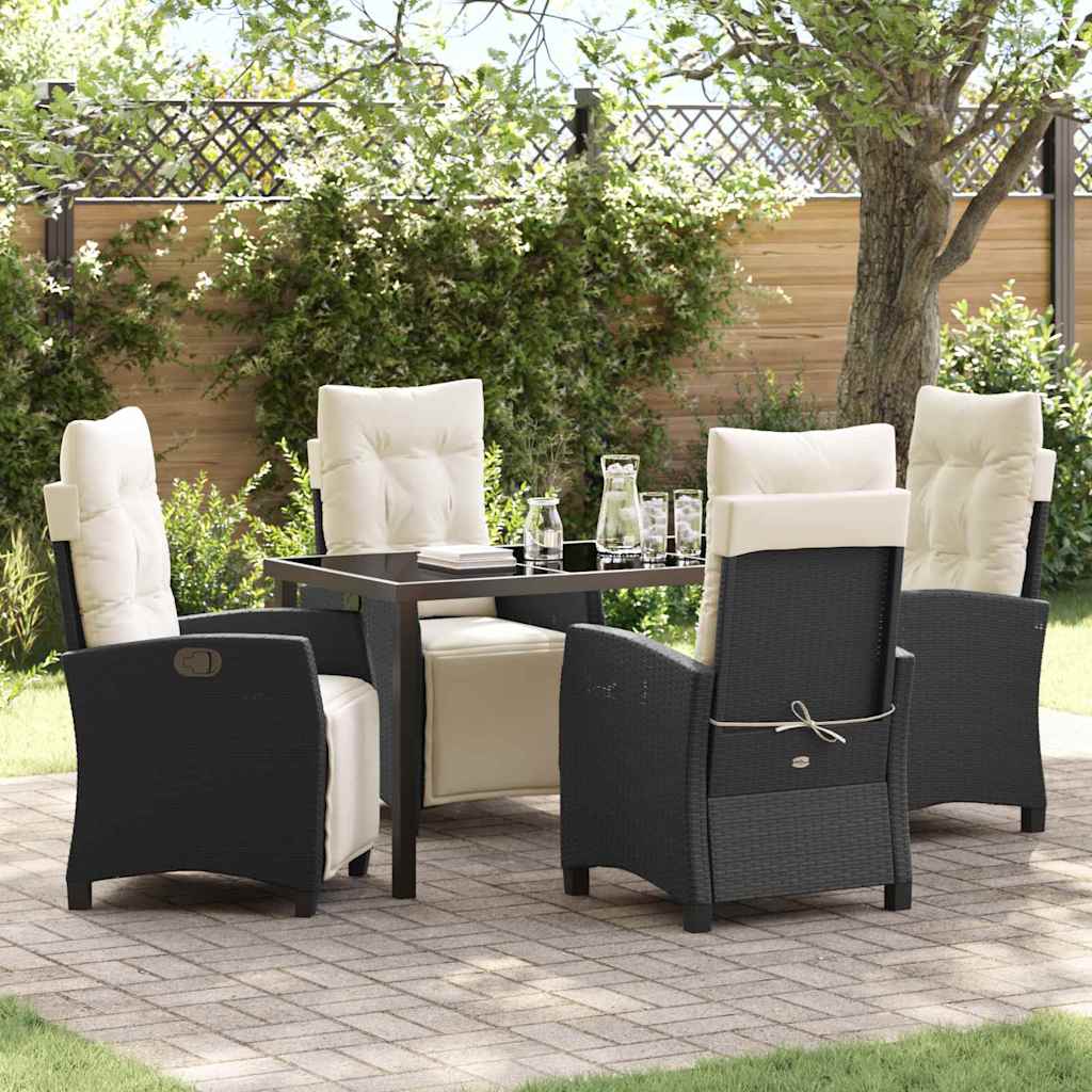 Garten Essgruppe mit Kissen 5 pcs Schwarz Poly-Rattan