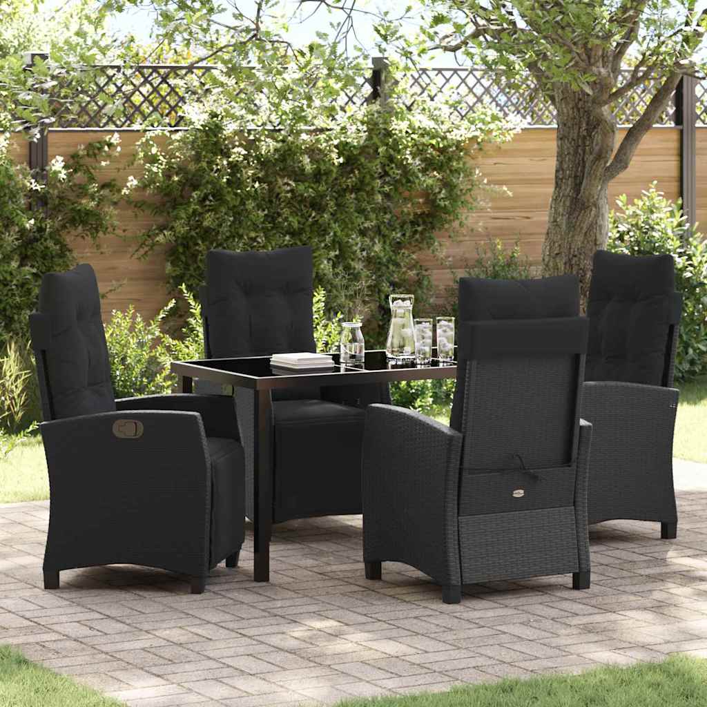 Garten Essgruppe mit Kissen 5 pcs Schwarz Poly-Rattan