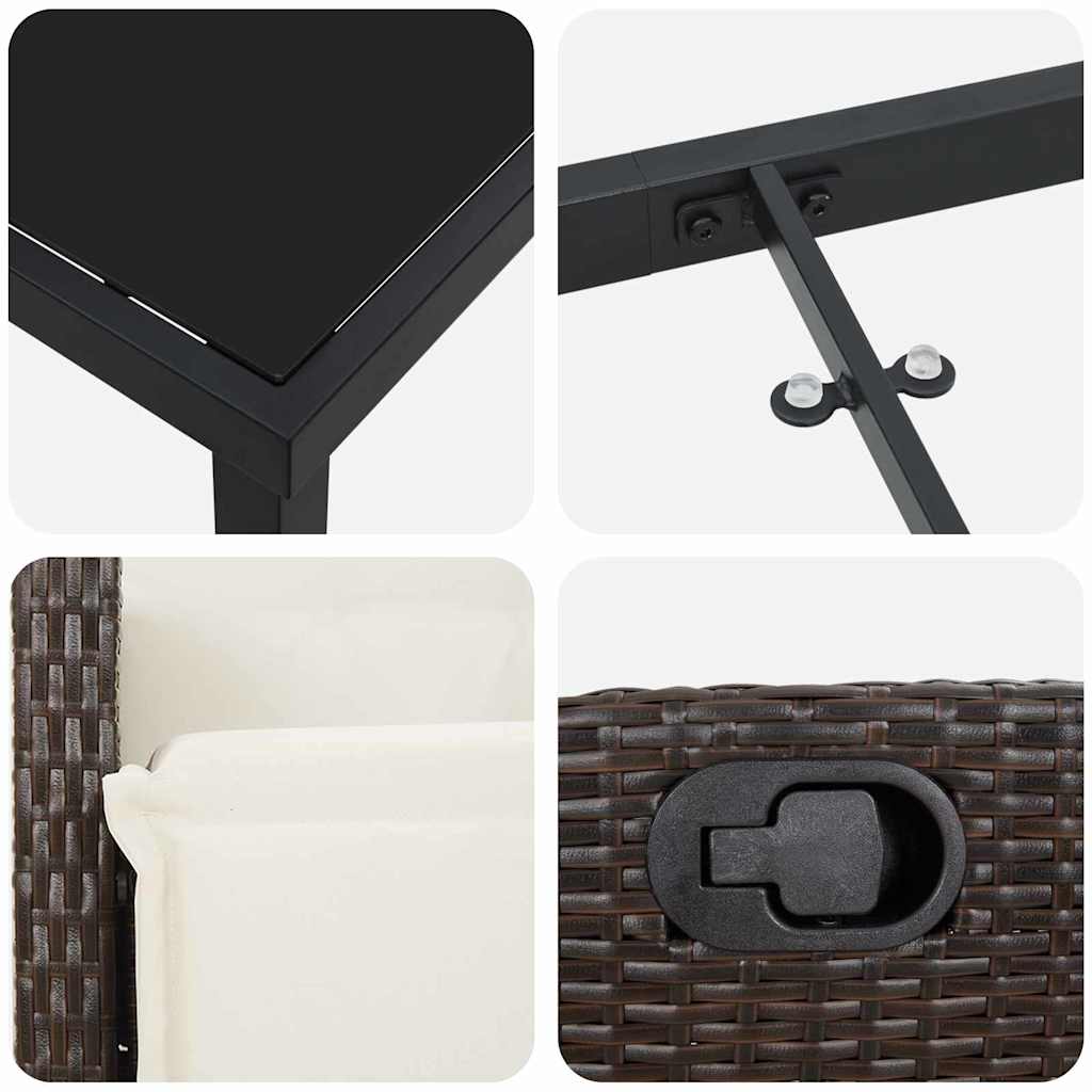 Garten Essgruppe mit Kissen 7 pcs Braun Poly-Rattan