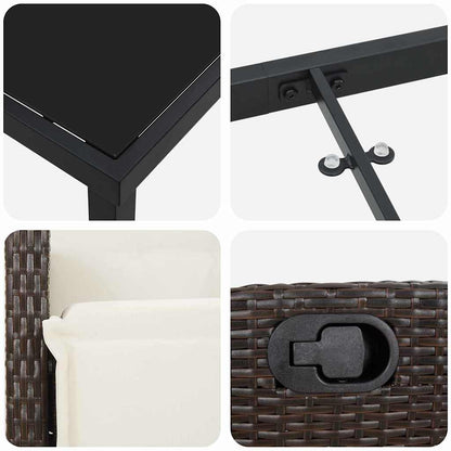 Garten Essgruppe mit Kissen 7 pcs Braun Poly-Rattan