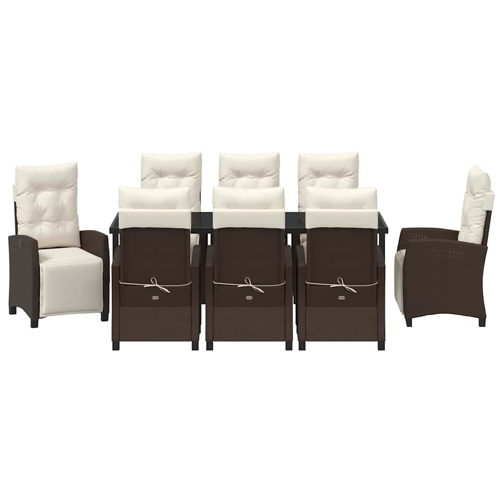 vidaXL Garten Essgruppe mit Kissen 9 pcs Braun Poly-Rattan