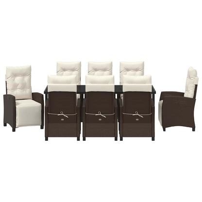 vidaXL Garten Essgruppe mit Kissen 9 pcs Braun Poly-Rattan