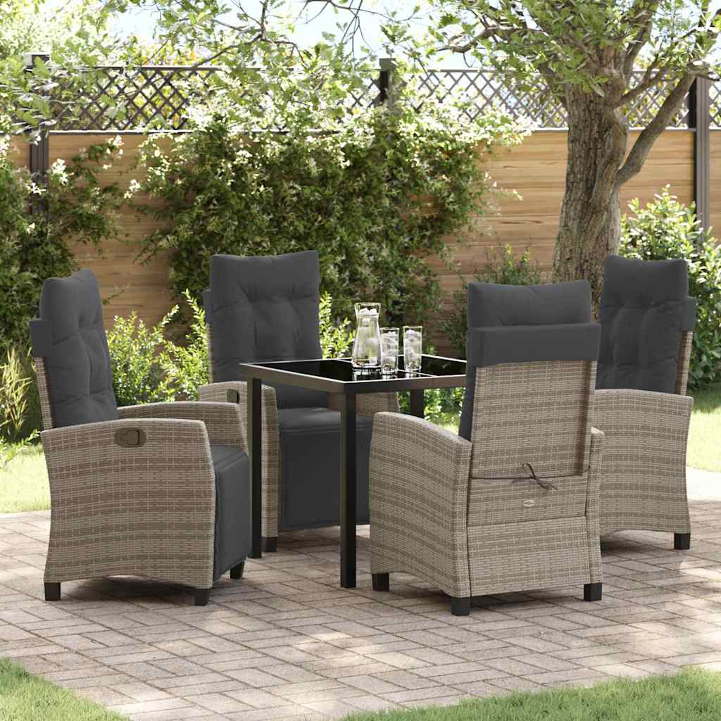 vidaXL Salon de jardin avec coussins 5 pcs Gris résine tressée