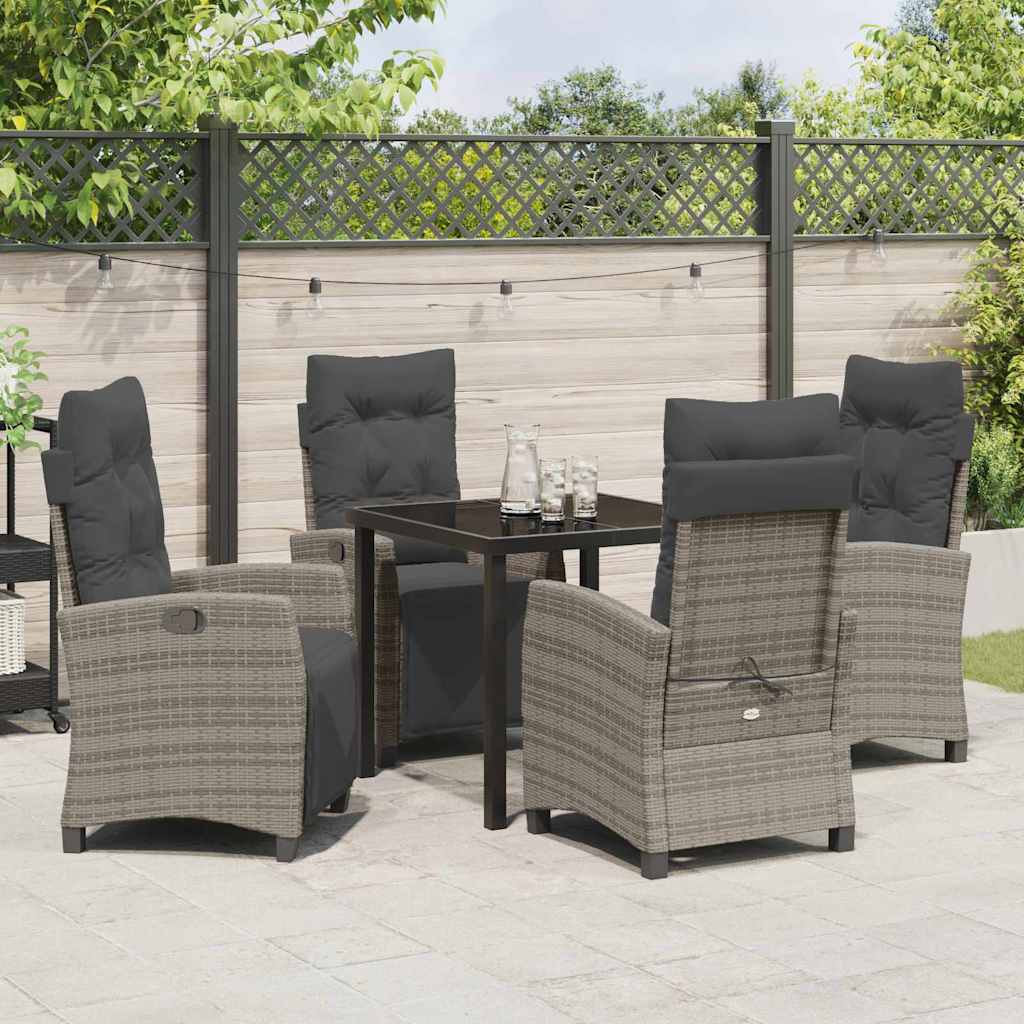vidaXL Salon de jardin avec coussins 5 pcs Gris résine tressée