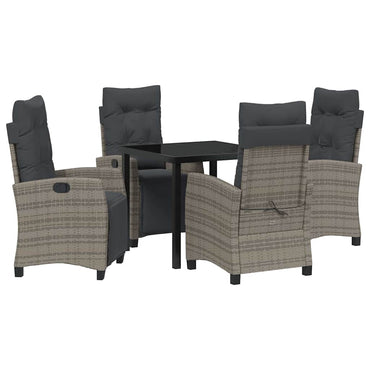 vidaXL Salon de jardin avec coussins 5 pcs Gris résine tressée
