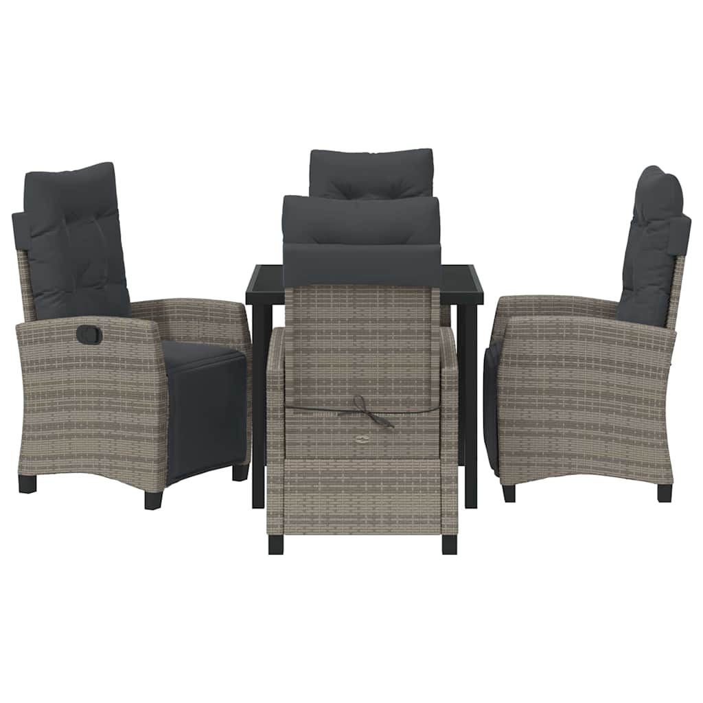 vidaXL Salon de jardin avec coussins 5 pcs Gris résine tressée