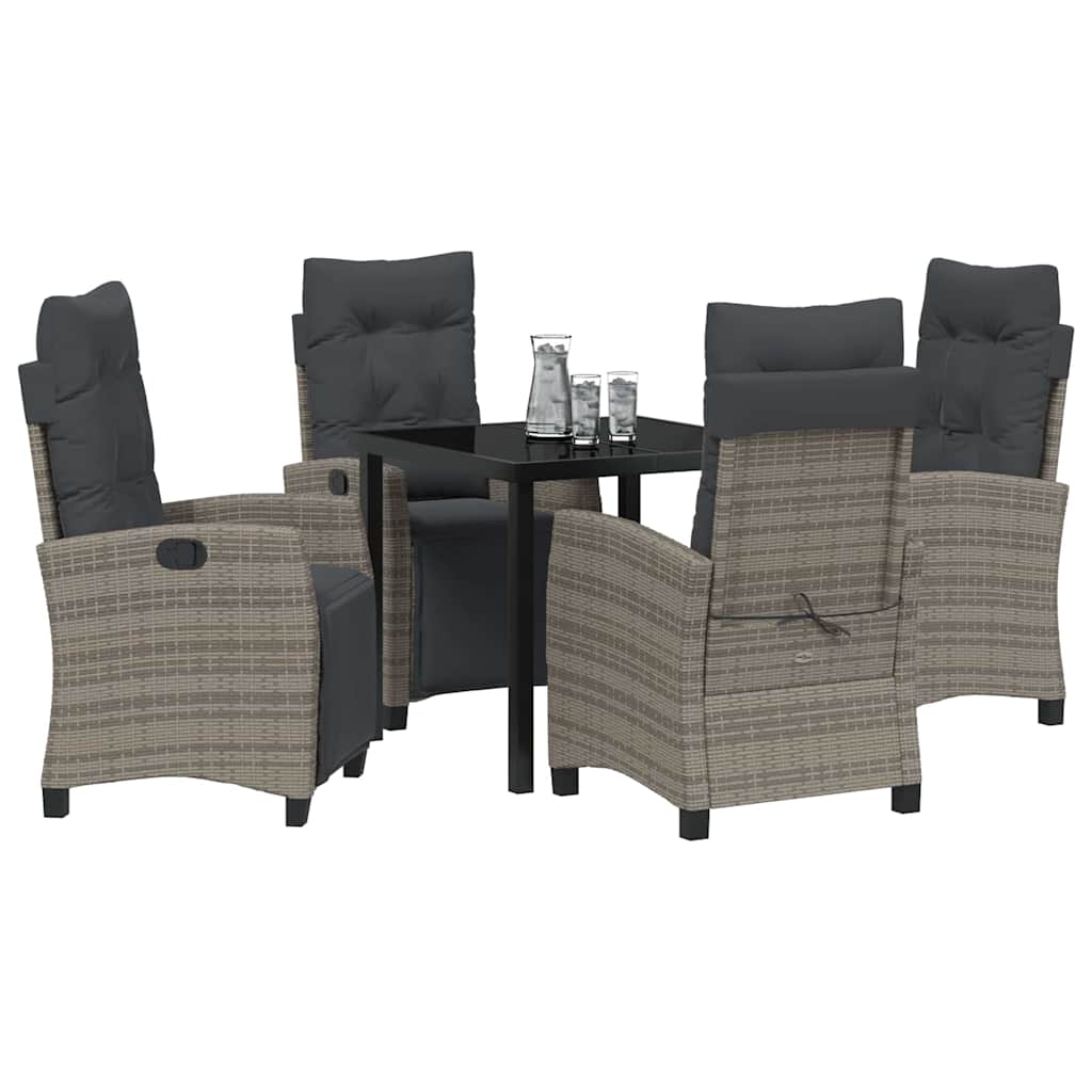 vidaXL Salon de jardin avec coussins 5 pcs Gris résine tressée